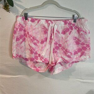 J.Crew Women's XL Tie-Dye Drawstring Shorts Pink & White 100% Cotton